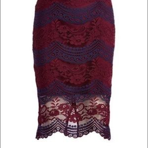 Jenn raisin & navy lace pencil skirt (skirt only)